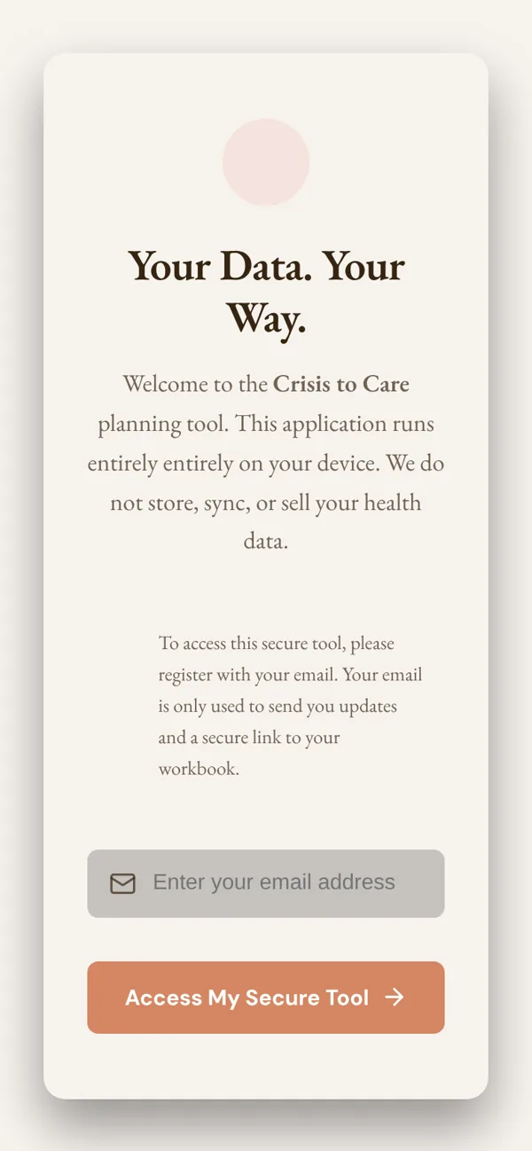 From Crisis to Care — the worksheets, on a phone